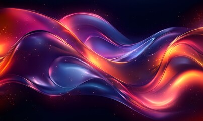 Abstract waves of liquid magenta, orange and purple light background
