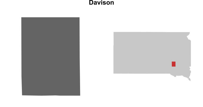 Davison County (South Dakota) blank outline map set