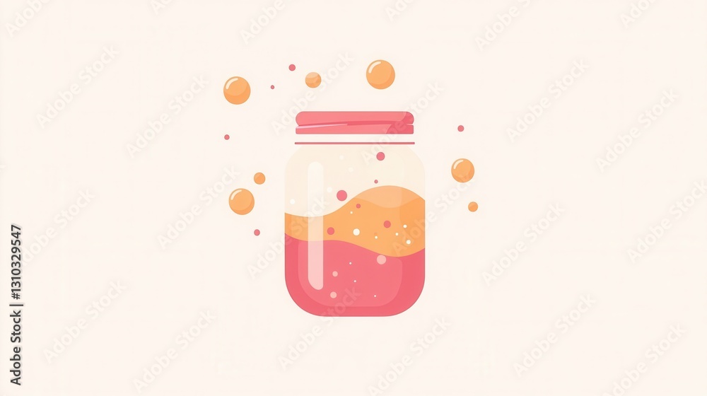 Aufkleber minimalist fermentation logo featuring an abstract jar with bubbles representing probiotic food bran