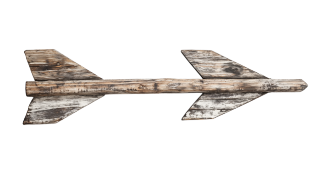 Rustic Wooden Arrow Sign – Transparent Background

