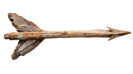 Rustic Wooden Arrow Sign – Transparent Background
