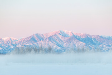 十勝平野と朝焼け