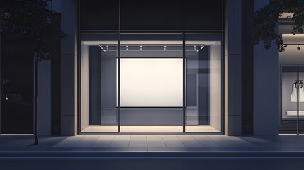 Light box on the store with opened automatic glass doors entrance mockup. Nocturnal - Owl. Illustration