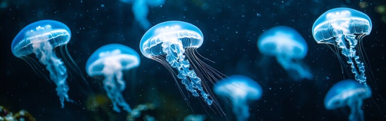 Jellyfish Swimming in Clear Ocean Waters