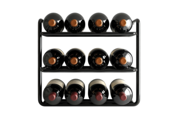 Modern wine rack displaying neatly arranged bottles in a stylish design suitable for home or restaurant use