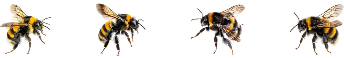 Bee on transparent background collection set
