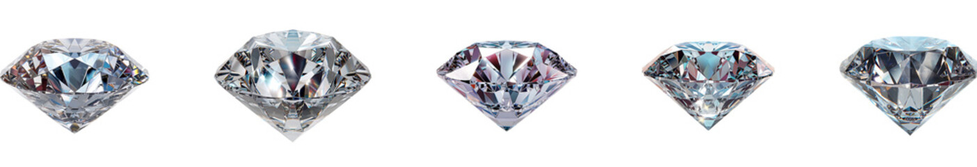 Diamond on transparent background collection set