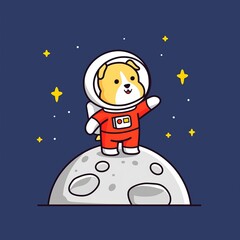 Fototapeta premium Cute Dog Astronaut on Moon (1)
