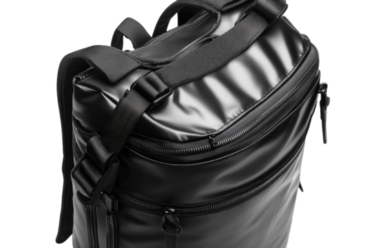 Sleek black backpack with multiple compartments designed for practicality and style