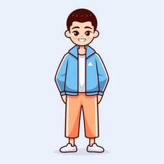 Fototapeta premium Cartoon Boy in Sporty Outfit