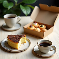 caff&egrave;, tazza, torta, alimento, dessert, cioccolata, colazione, bere, dolce, bianco, t&egrave;, marrone, bevanda, piatto, bar, bollente, al forno, spuntini, deliziosa, pane, piattino, primo piano, freschi, af