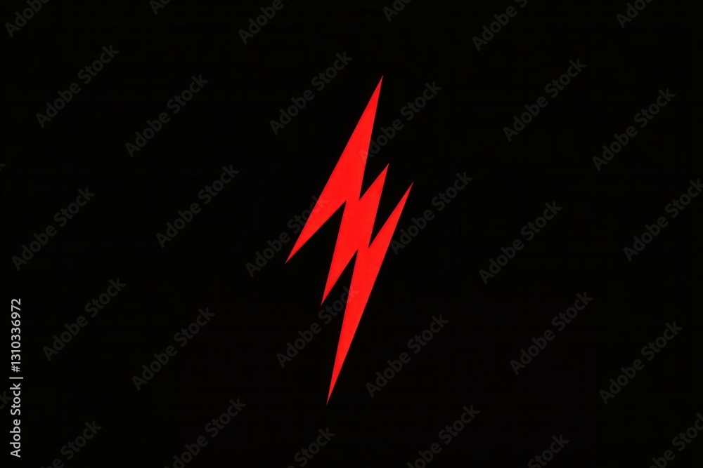 Aufkleber bold red lightning bolt symbol on a stark black background creates striking visual impact and repres