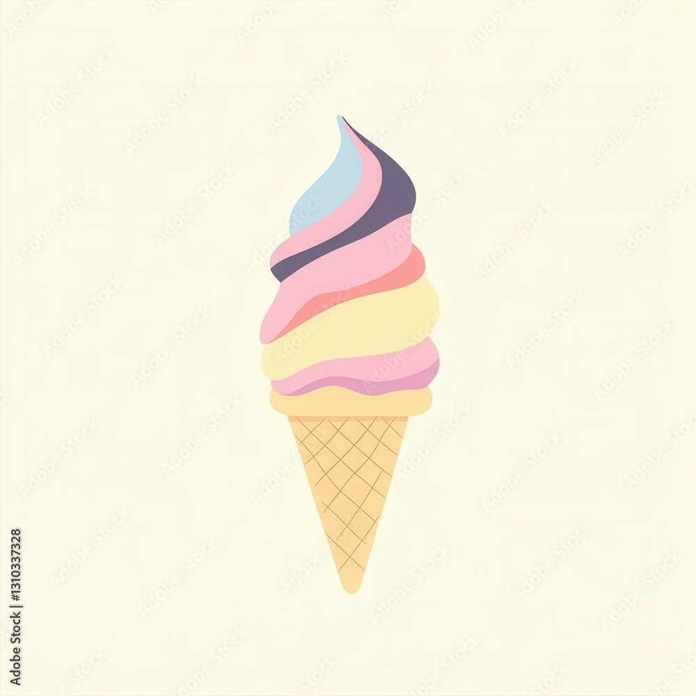 Aufkleber cute and playful flat minimalistic ice cream cone logo design with pastel colors on a clean backgrou