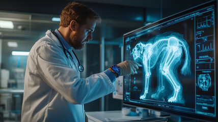 Fototapeta premium Modern veterinary clinic showcases advanced imaging technology for animal care