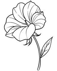 Detailed illustration of a blooming flower with intricate petals and curves