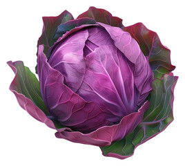 Obraz premium PNG Vibrant purple cabbage illustration