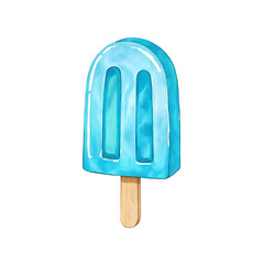 Single blue popsicle isolated on a white background