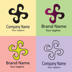 Excellent logo design with different designs of the same shape For business company. Color editable.