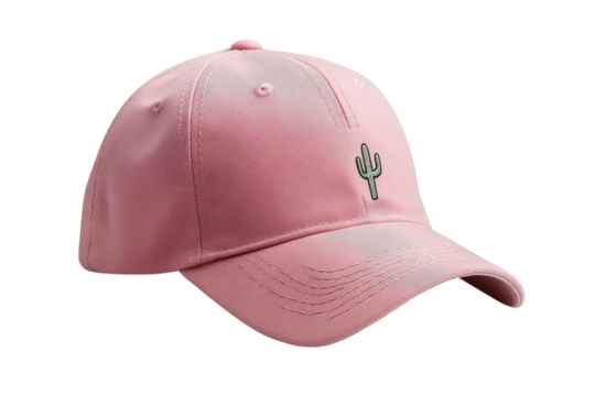 Pink cap with cactus design suitable for casual outings or outdoor adventures