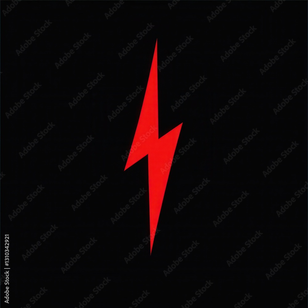 Poster bold minimalist design features a red lightning bolt on a black background showcasing striking contr