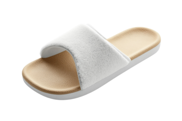 Comfortable white slide sandal with plush strap ideal for casual wear or lounging indoors and outdoors