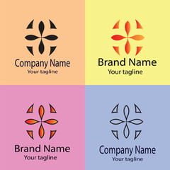 Excellent logo design with different designs of the same shape For business company. Color editable.