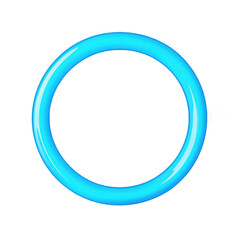 A simple blue, glowing neon ring on a white background