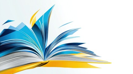 Open book, vibrant colors, abstract design, educational resource, for digital use