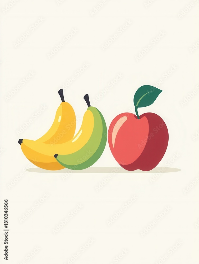 Leinwandbilder modern minimalist fruit logo featuring abstract apple, pear, and banana design on clean white backgr
