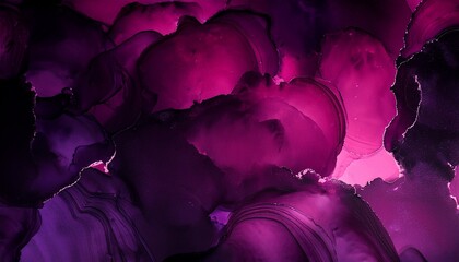 Obraz premium Black, dark purple, red, burgundy, wine, magenta, maroon, and plum watercolor. Abstract art colorful background. Chaos splash, daub, stain, blob, splatter, and grunge dirty effects. Fantasy horror 