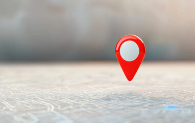 3D Rendering red GPS pinpoint of destination on the map, for navigator and route for travel concept, select focus shallow depth of field 
