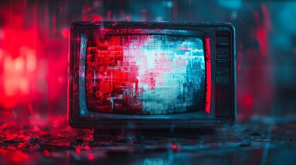 Old TV Glitch: Error Noise and Interference Effect in a Colorful Distorted Display