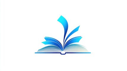 Open book logo, abstract design, education, vector art