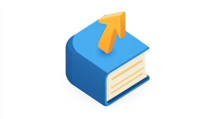 Isometric book with upward arrow, educational concept, ideal for website backgrounds or educational material