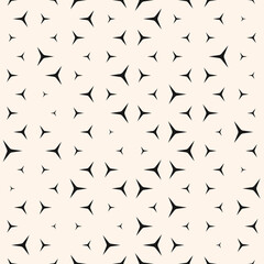 Modern vector seamless pattern with small triangle shapes, floral silhouettes. Stylish black and white background with halftone effect. Simple minimalist monochrome texture. Trending all-over design