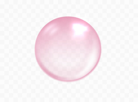 Pink bubble isolated. Bubble gum, collagen bubbles. Vector realistic Soap foam, bath suds, cleanser liquid, sweet carbonated water