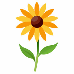 Vibrant sunflower illustration with bright petals against a white background