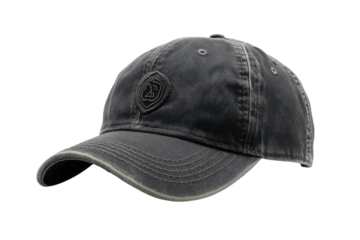 Cap with a simple design featuring a logo on the front, made of soft fabric, suitable for casual wear during outdoor activities