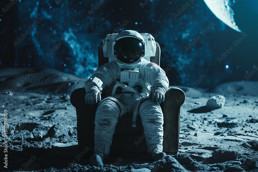 Wall mural generated with ai image of futuristic planet exploration
