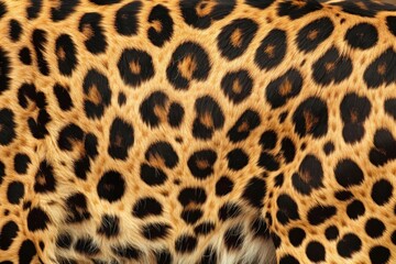 Leopard skin texture with copy space. Close-up leopard pattern. Big Cat fur. Leopard spots. Realistic leopard skin. Leopard design texture. Detailed leopard skin close-up. Wild Animal texture.