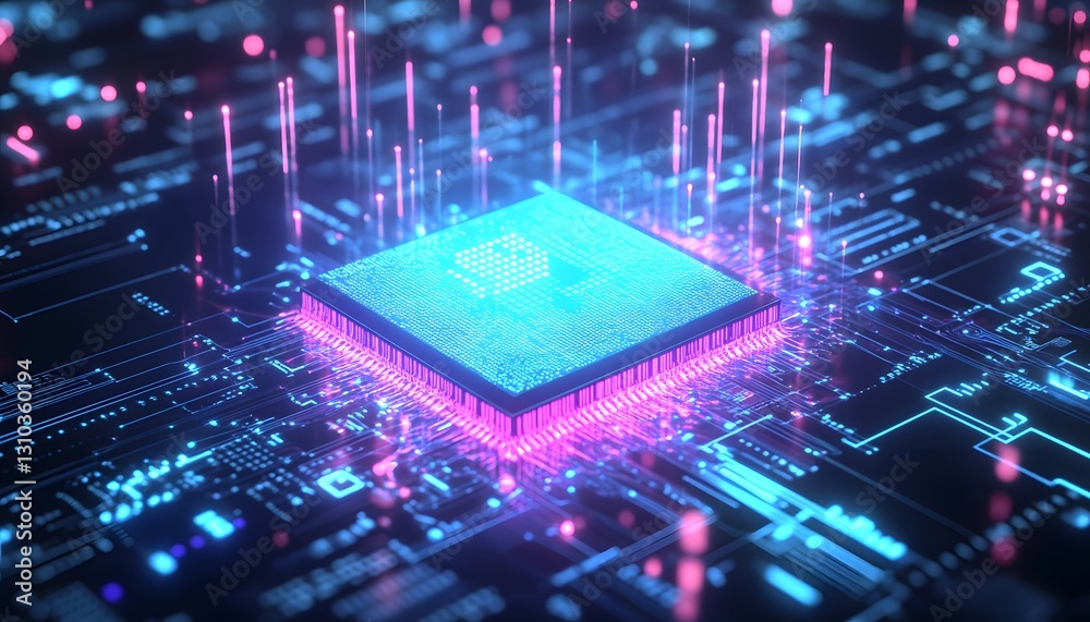 Poster illuminated microchip circuitry data processing system