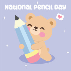 National Pencil Day vector design for celebration. Suitable for background, template, social media, poster, flyer design, flat illustration, etc