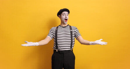 Mime pretending to sing
