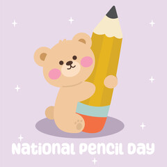 National Pencil Day vector design for celebration. Suitable for background, template, social media, poster, flyer design, flat illustration, etc