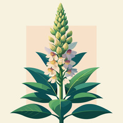 Vibrant floral arrangement showcasing a green plant with blossoms