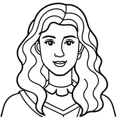 Line art illustration of a young woman with flowing hair, minimalistic design