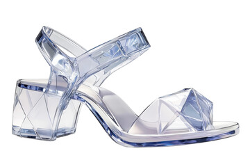 Stylish clear high heel sandal with geometric design suitable for summer occasions