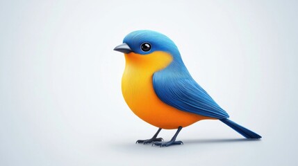 Fototapeta premium Colorful Blue and Orange Bird on a Soft Light Background with Perfectly Defined Features and Textures