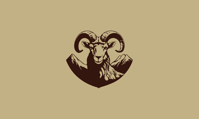 Goat and mountains logo design