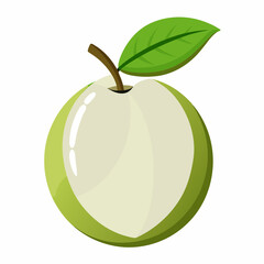 Fresh green apple with a vibrant leaf, isolated on a clean background